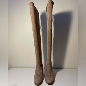 Stuart Weitzman Suede Over the knee Boots in Beige 7.5